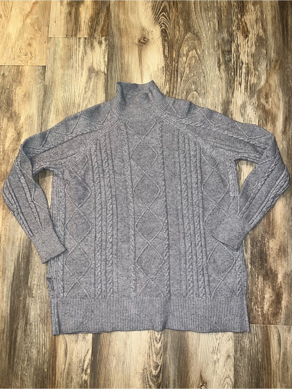 Philosophy Heather Gray Cable Knit Mock Turtleneck Sweater